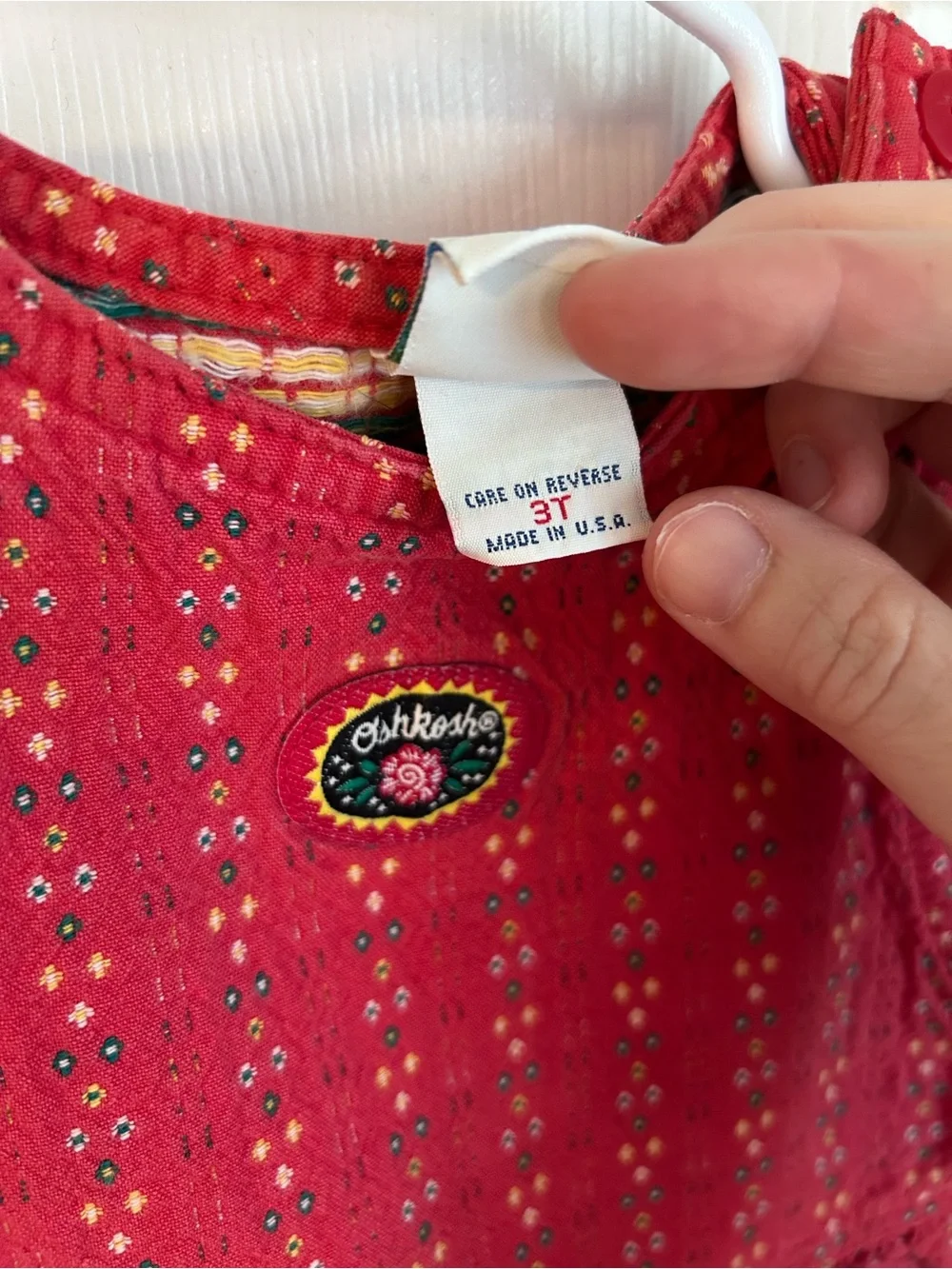 Oshkosh Vintage Made in USA Toddler Girls Jumper Dress Red 3T